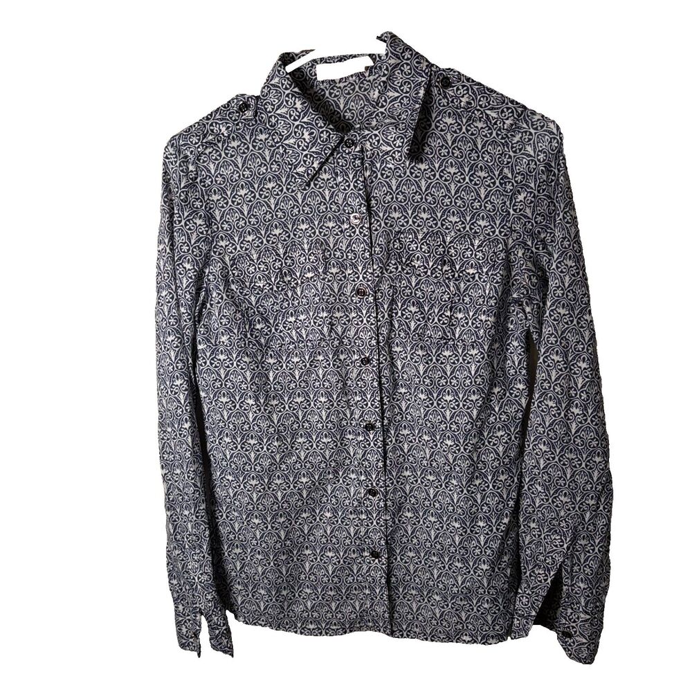 Tory Burch Shirt Women's 4 Button Down Long Sleeve Collared Lightweight Cotton